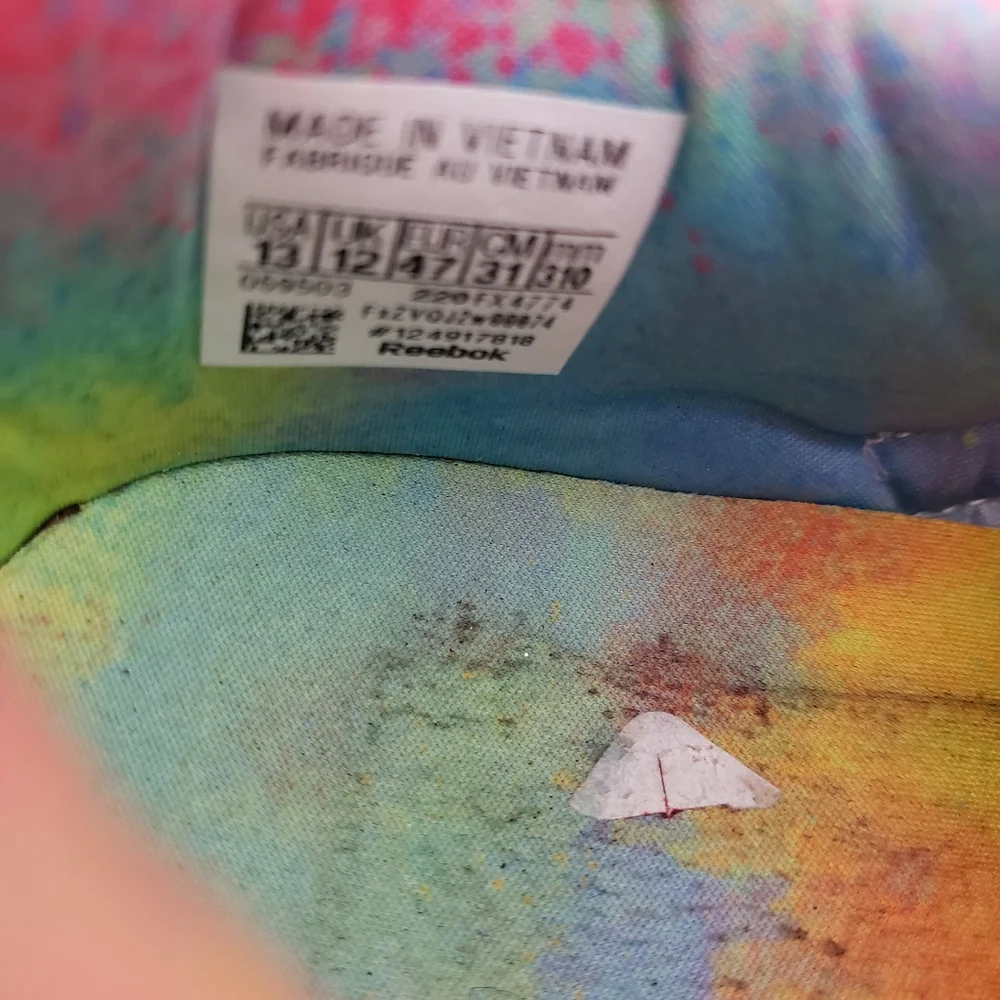 Reebok Classic‎ Leather White Rainbow-Dyed Heel Lining Size 13